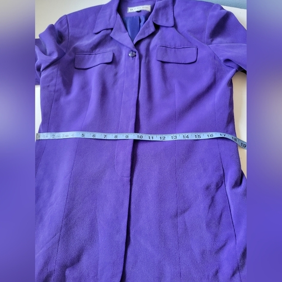 Travis Ayers Silk Purple Padded Shoulder Blazer Size 12 - Picture 10 of 11